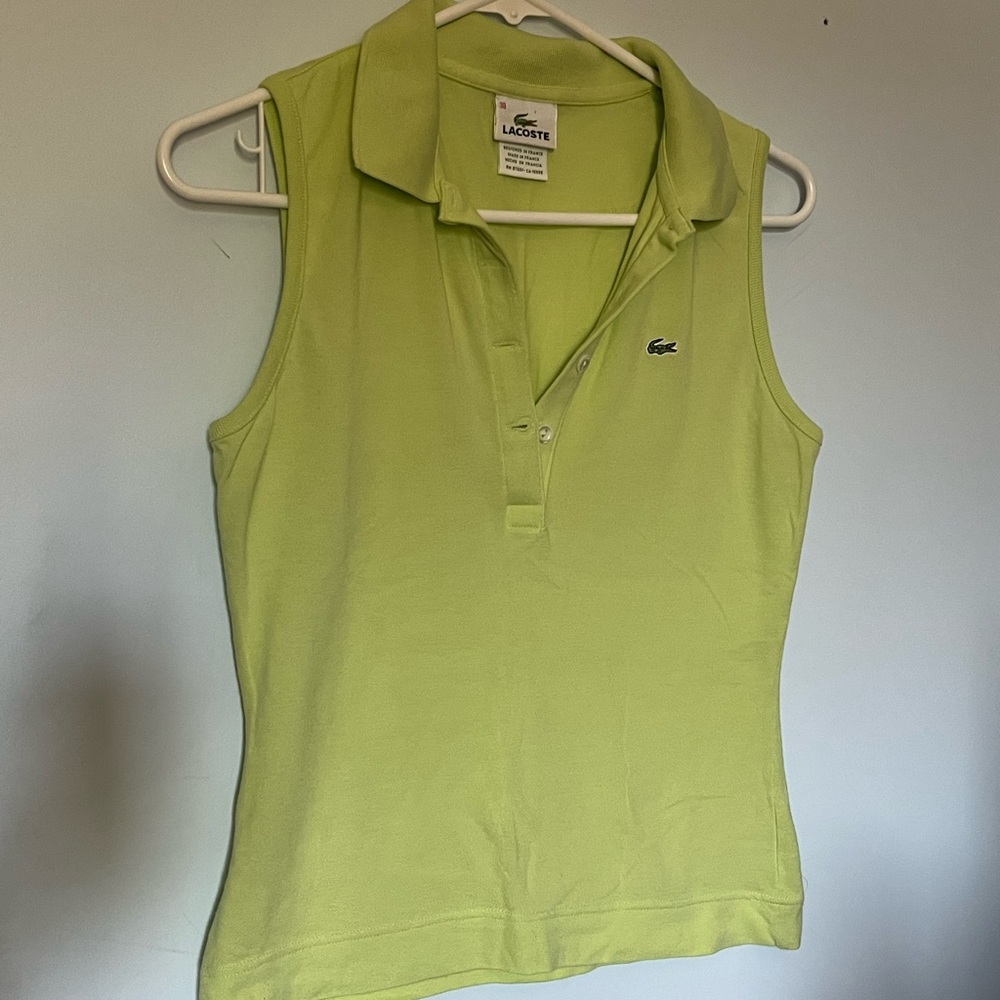 Chartreuse green Lacoste polo sleeveless shirt